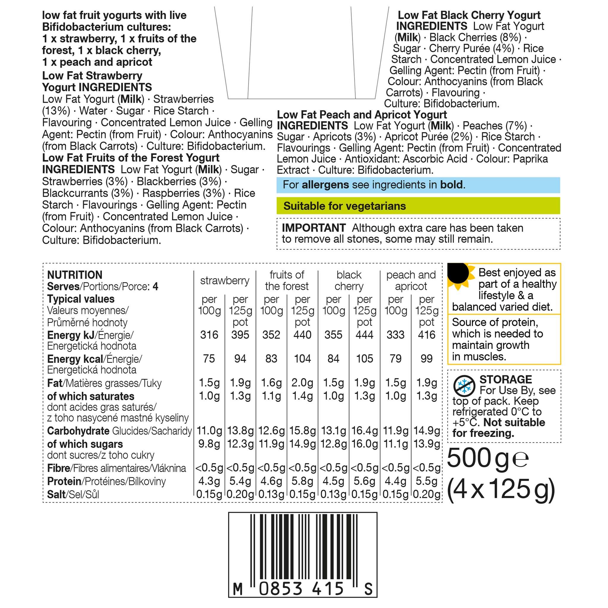 Low Fat Yogurt Multipack Label