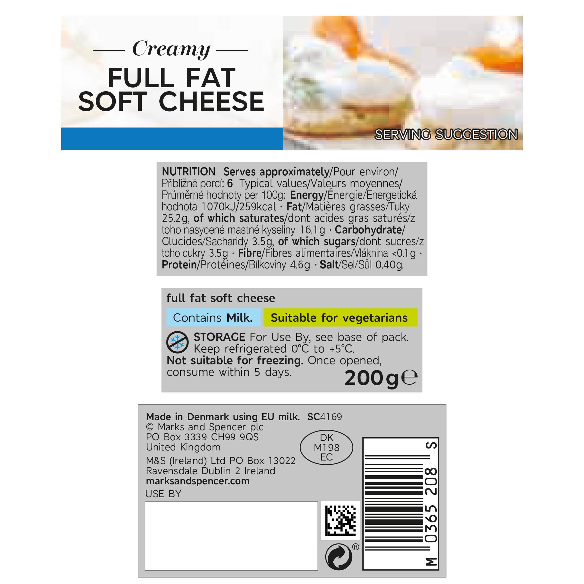 Full Fat Soft Cheese 200g Label