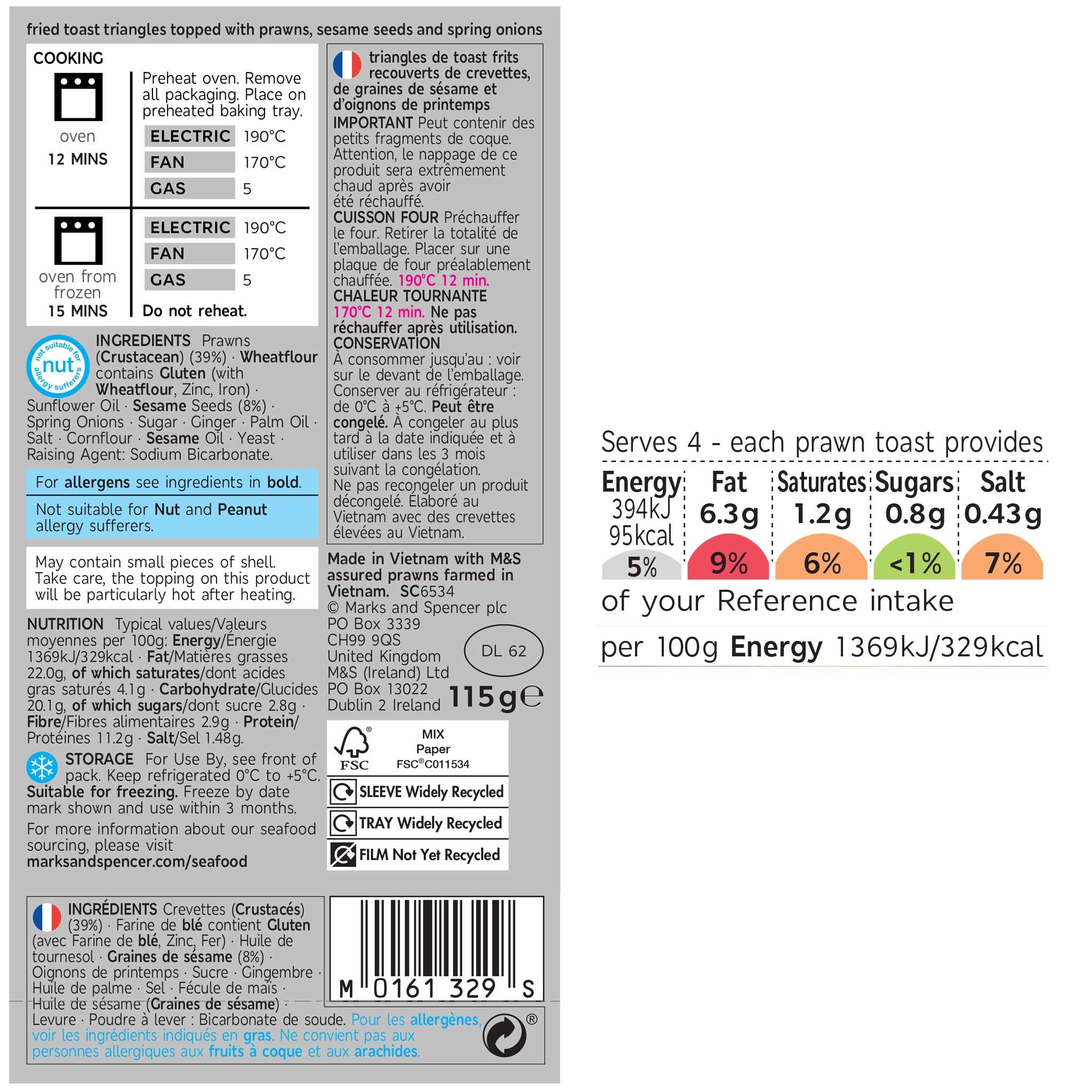 4 Sesame Prawn Toasted Triangles Label