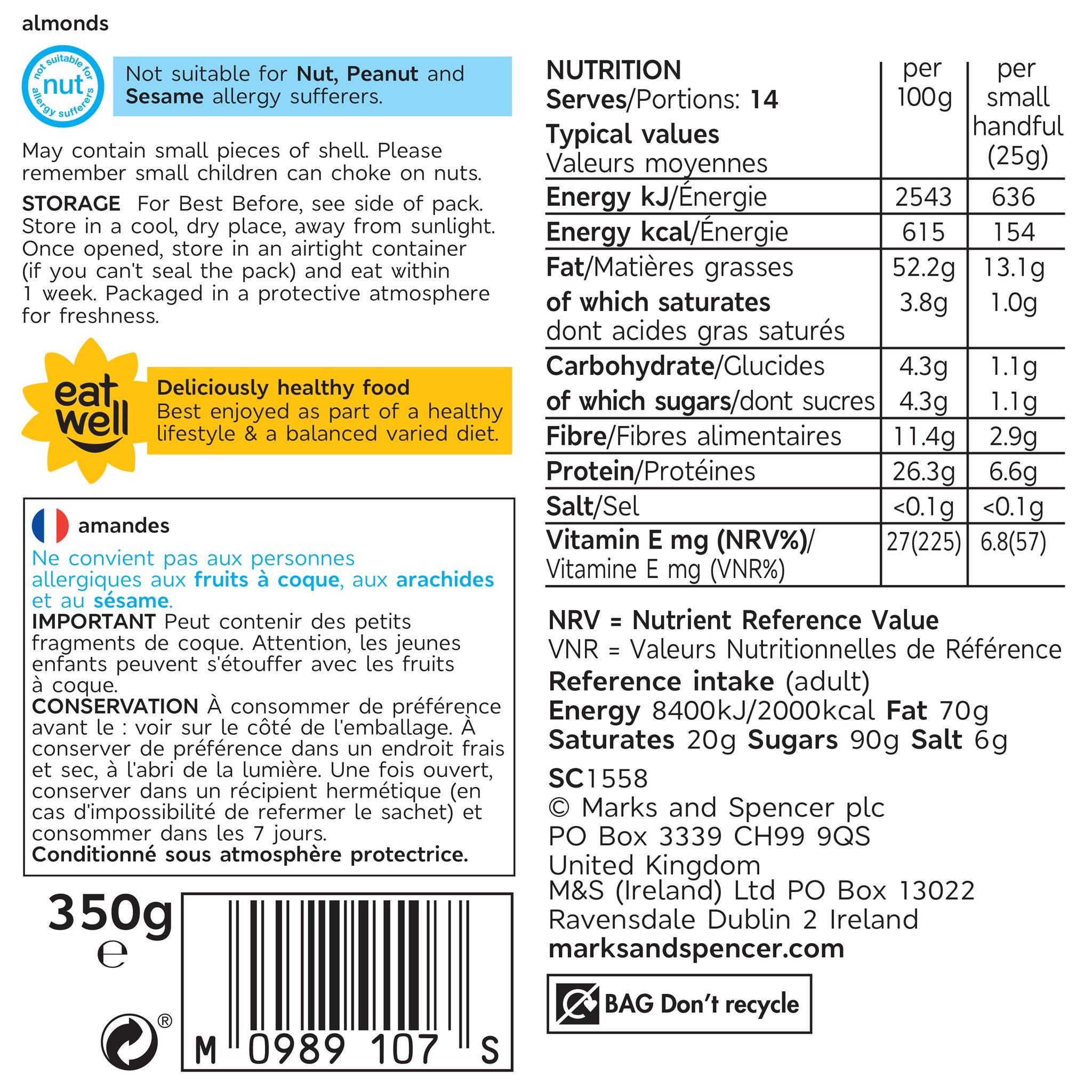 Roasted Almonds 350g Label