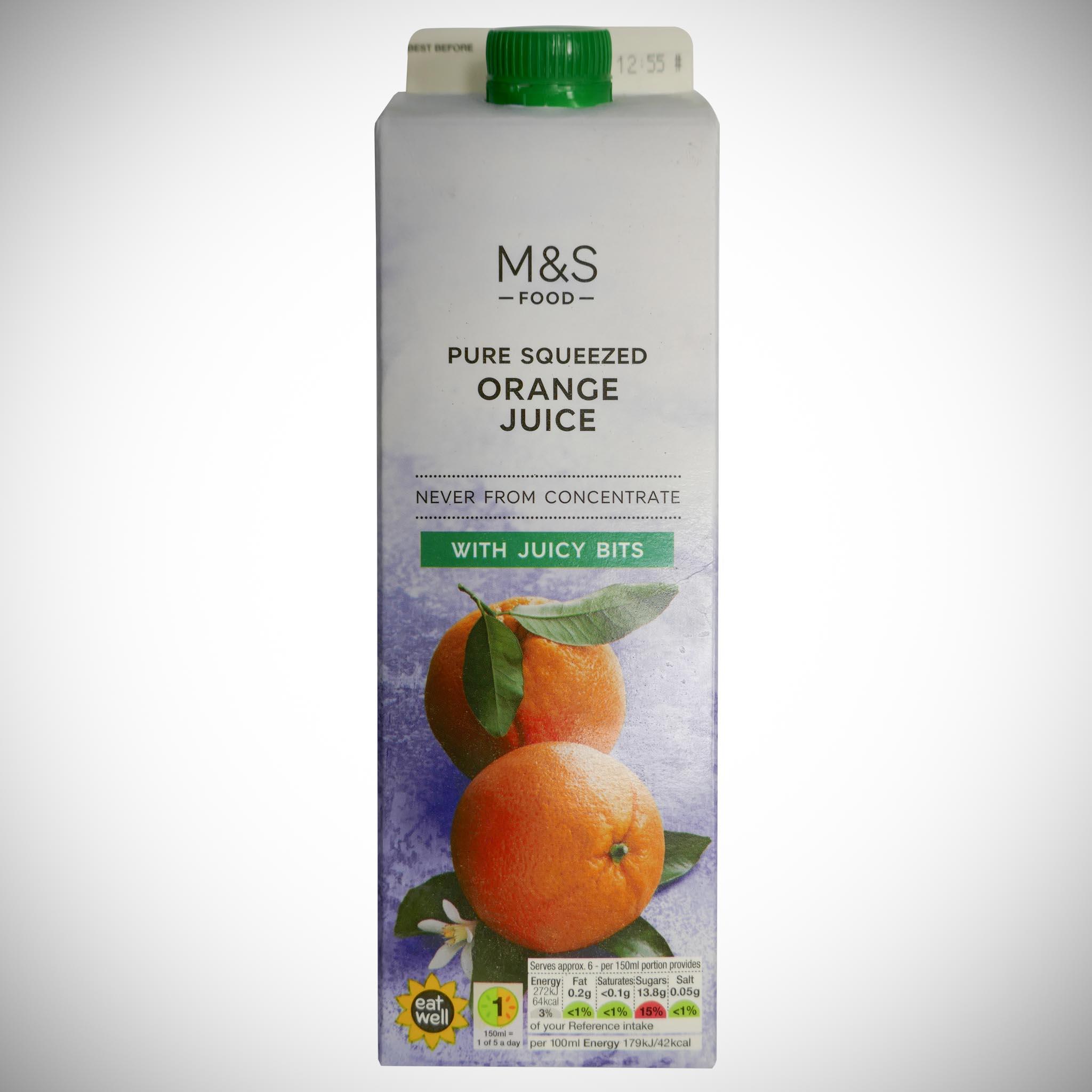 Pure Squeezed Orange Juice with Juicy Bits (Never From Concentrate) 1 Litre