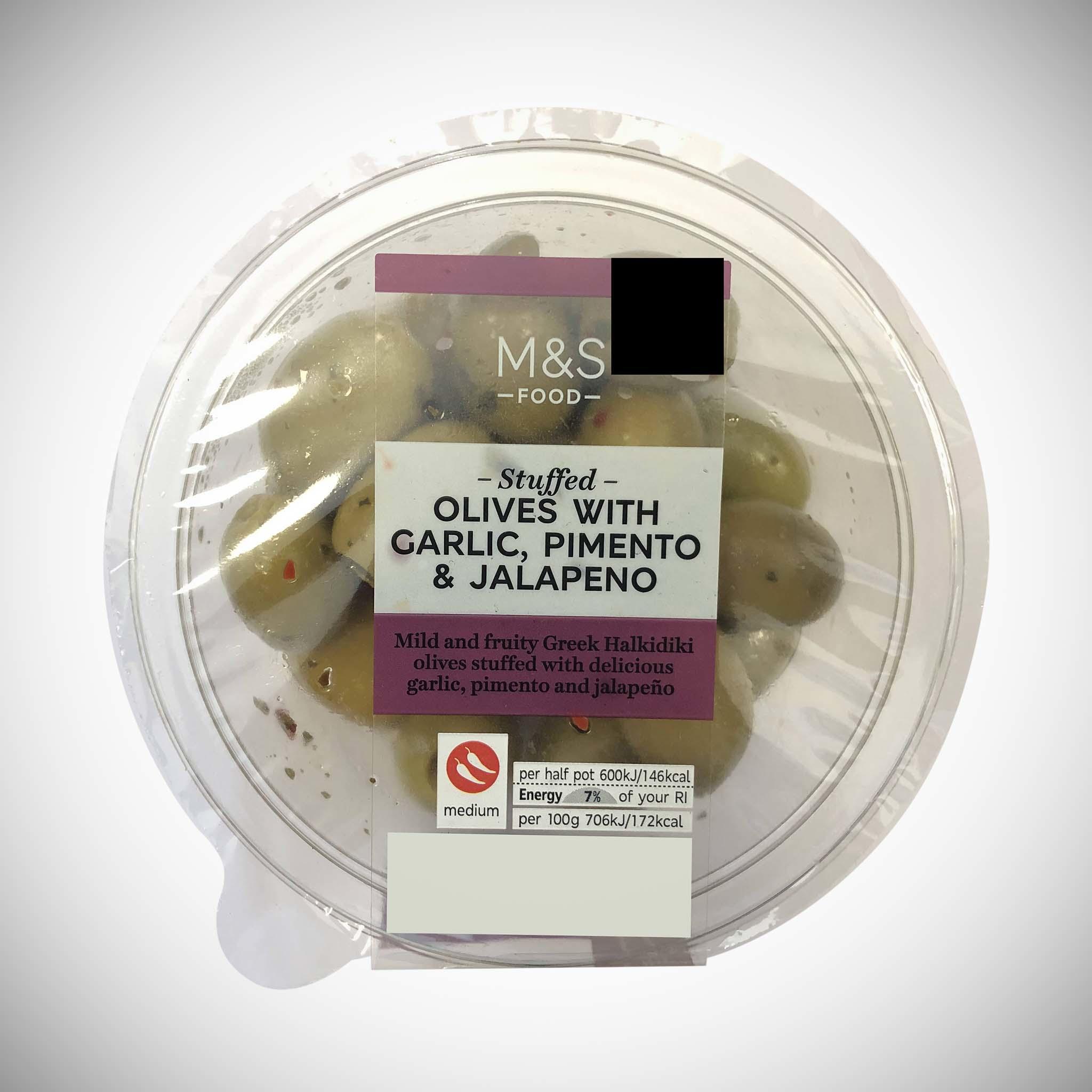 Garlic, Pimento & Jalapeno Stuffed Olives