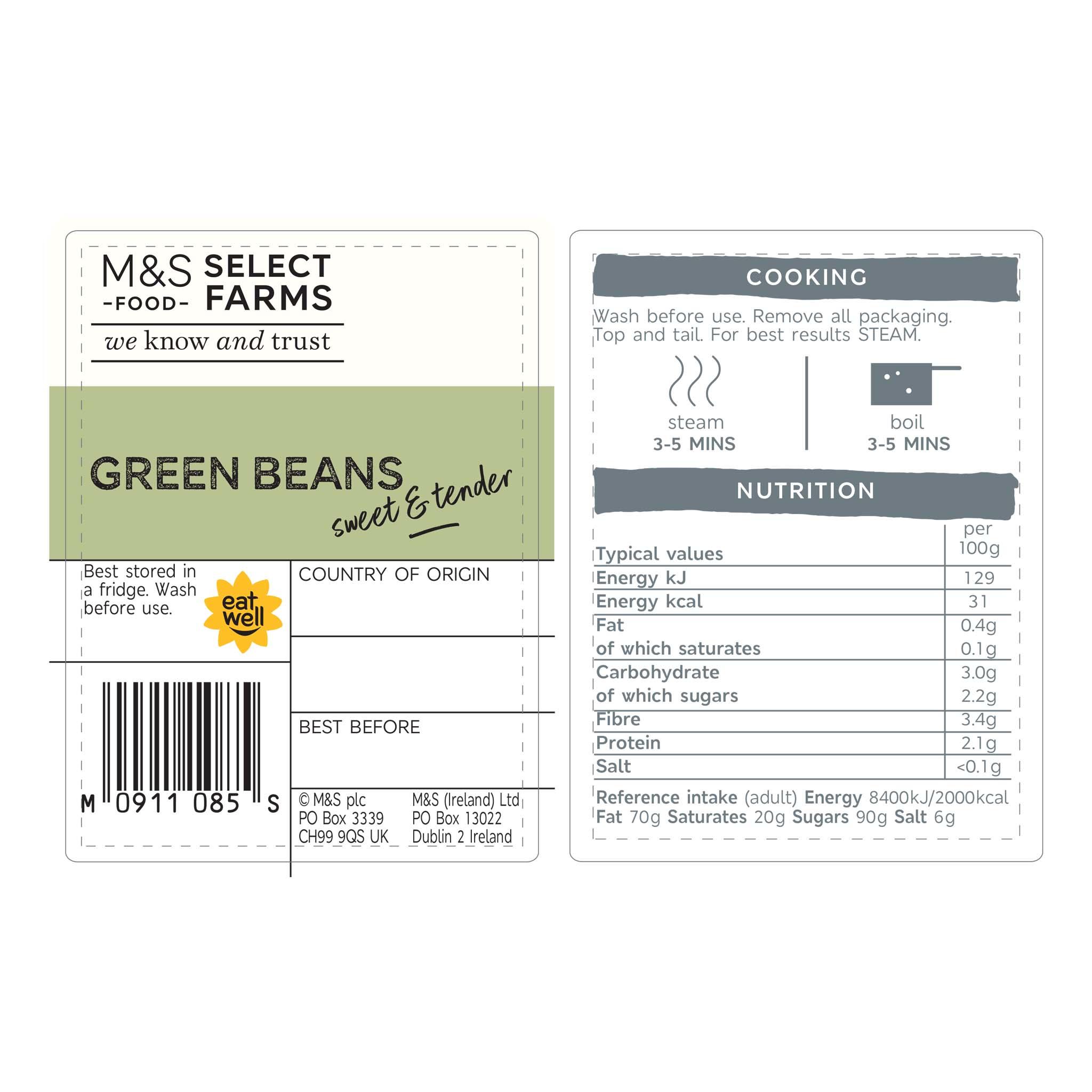 Green Beans 350g Label