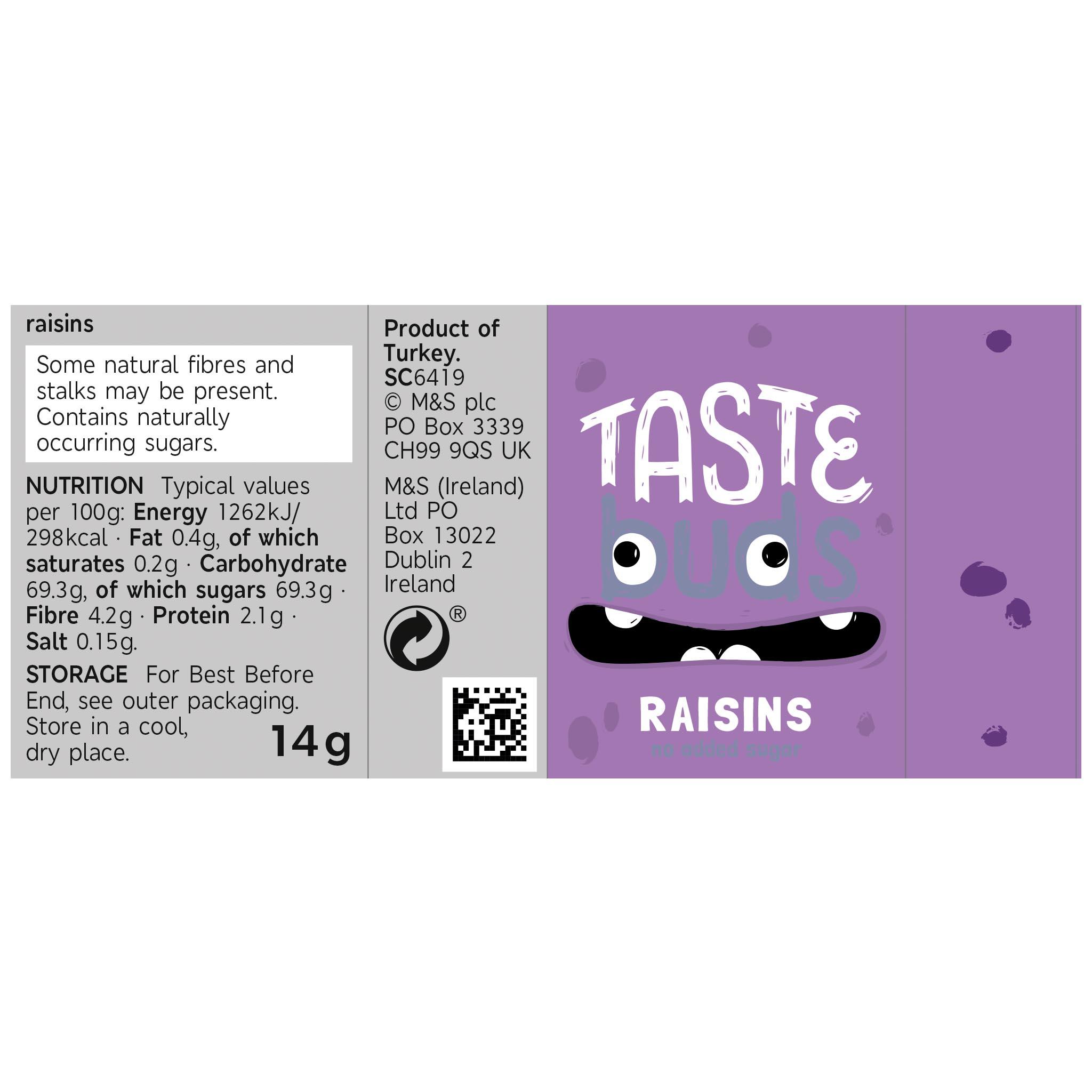 Snack Raisins 140g Label