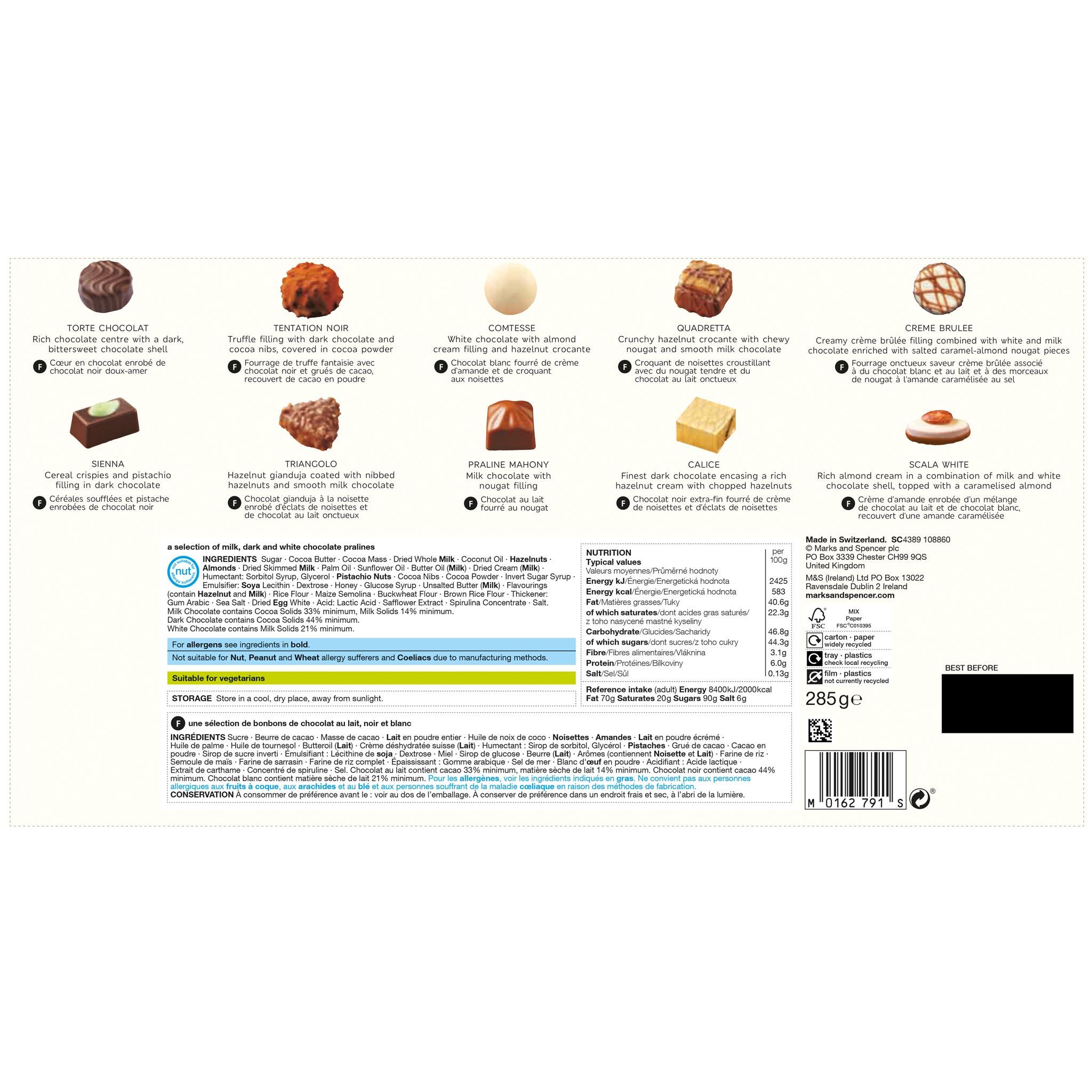 Swiss Chocolate Assortment 285g Label
