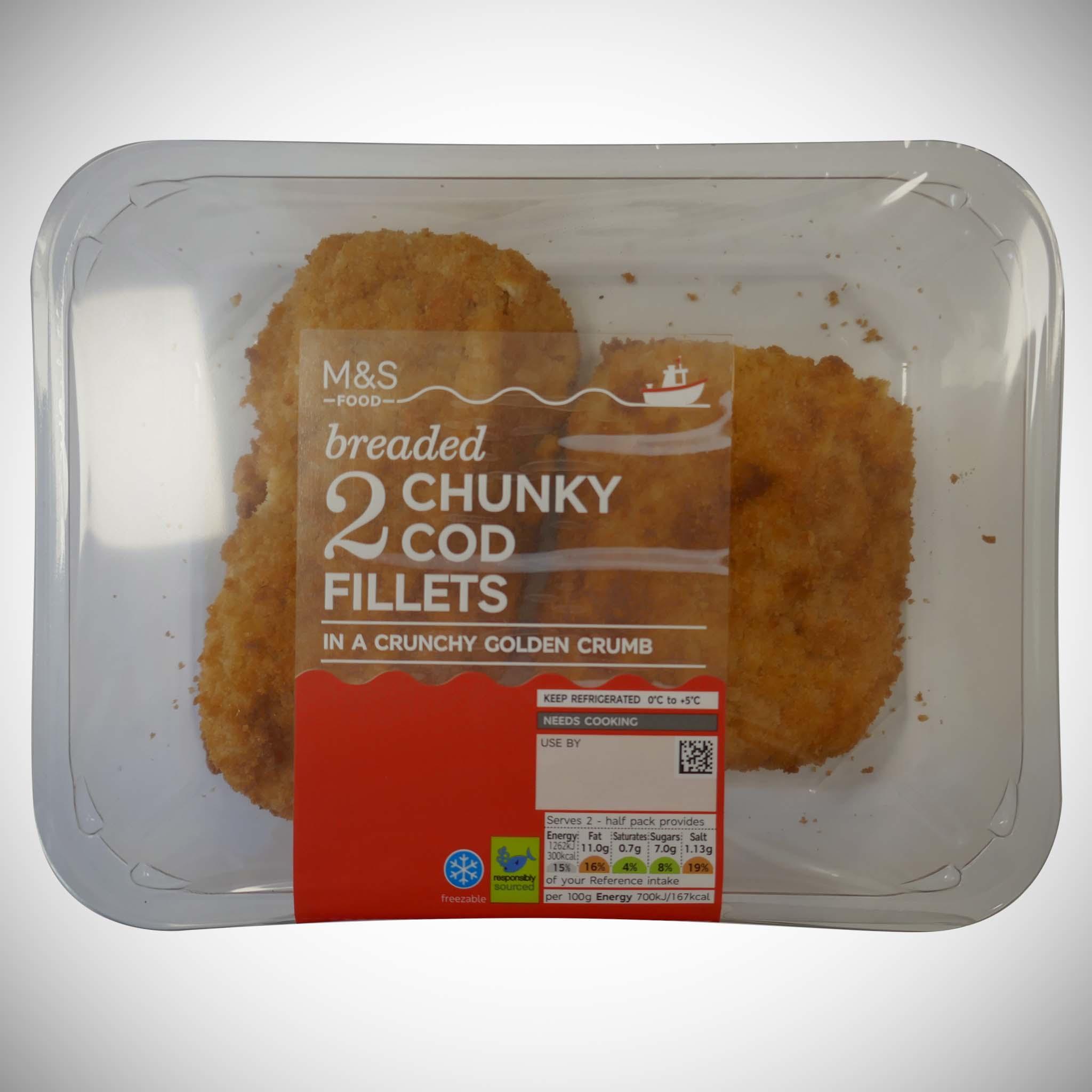 2 Breaded Chunky Cod Fillets 375g