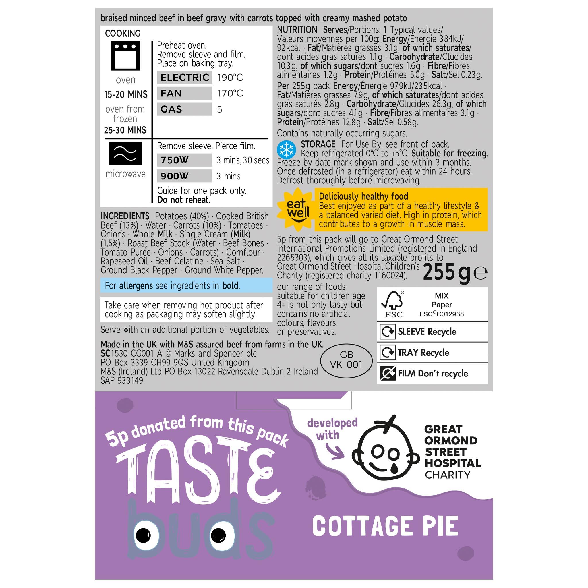 Kids Cottage Pie 255g Label