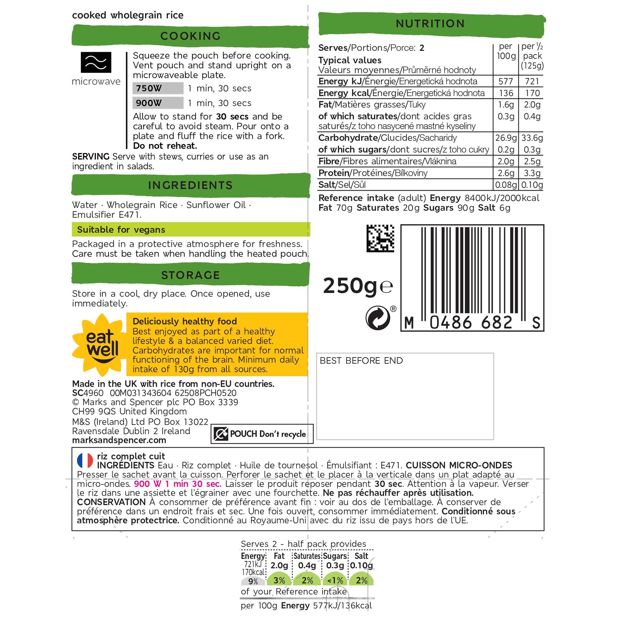 Microwave Wholegrain Rice Label