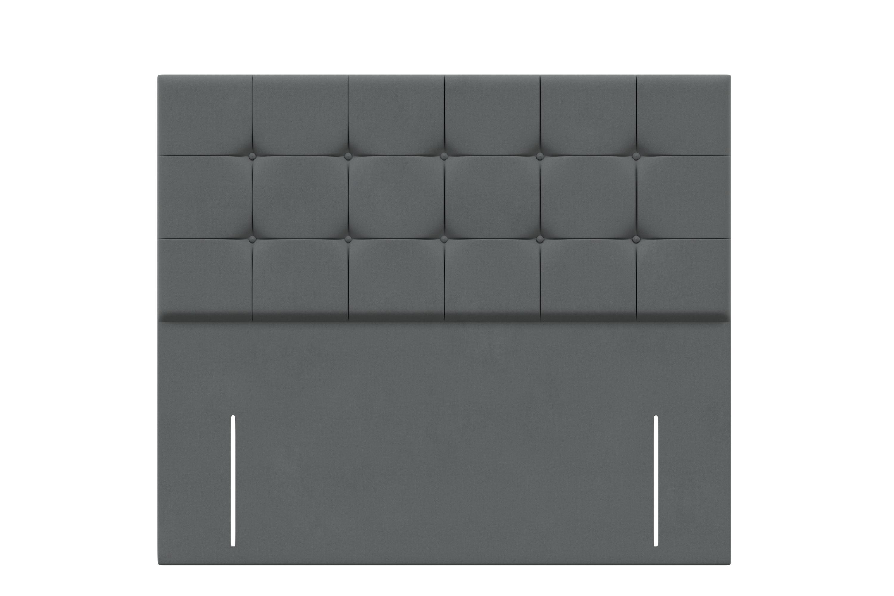 Surrey full buttoned headboard in plush steel