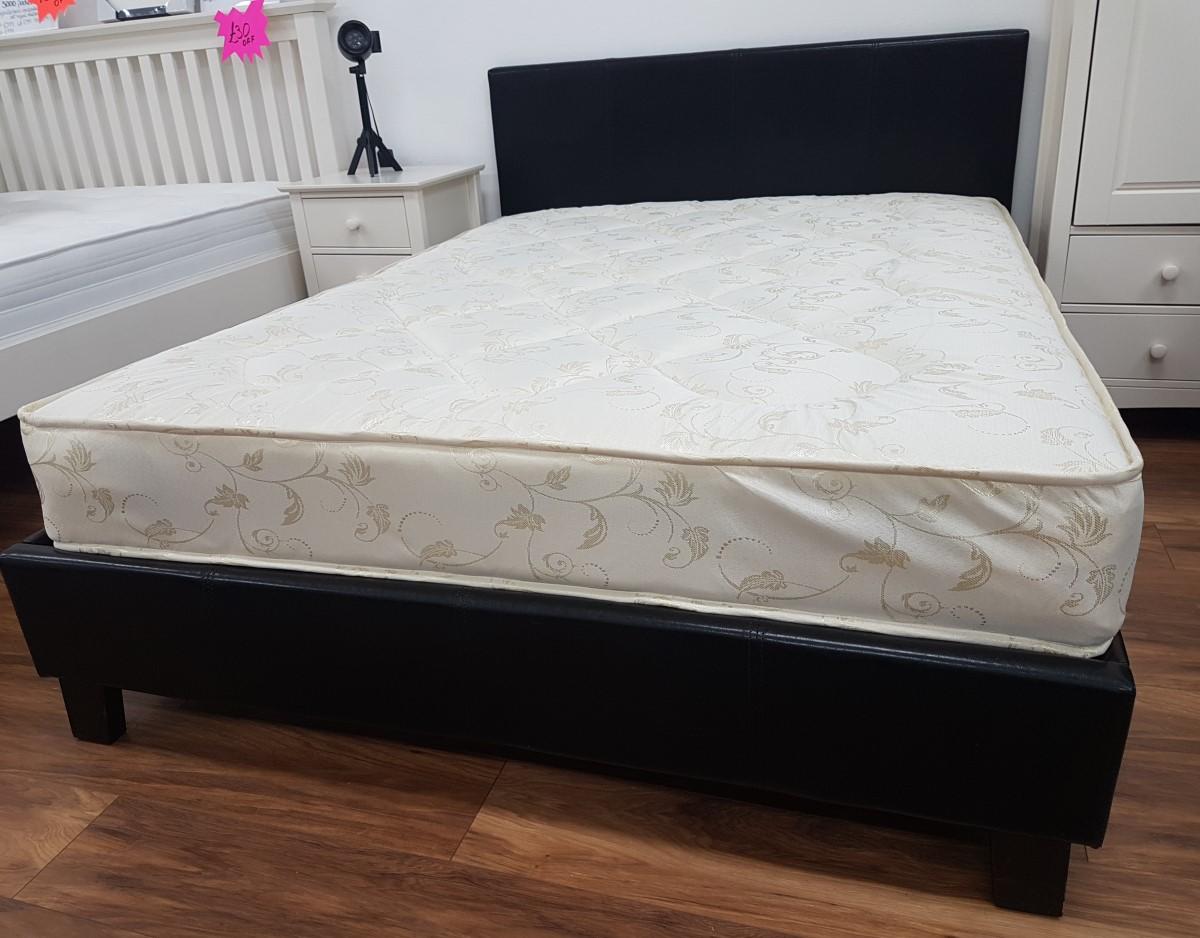 Double faux leather bed with Virginia mattress