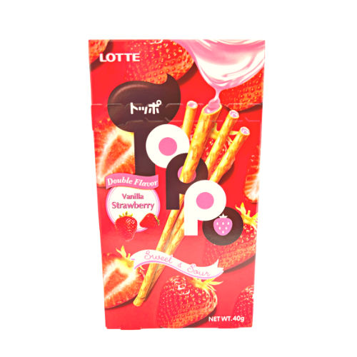 Lotte Toppo Vanilla Strawberry Biscuit Sticks