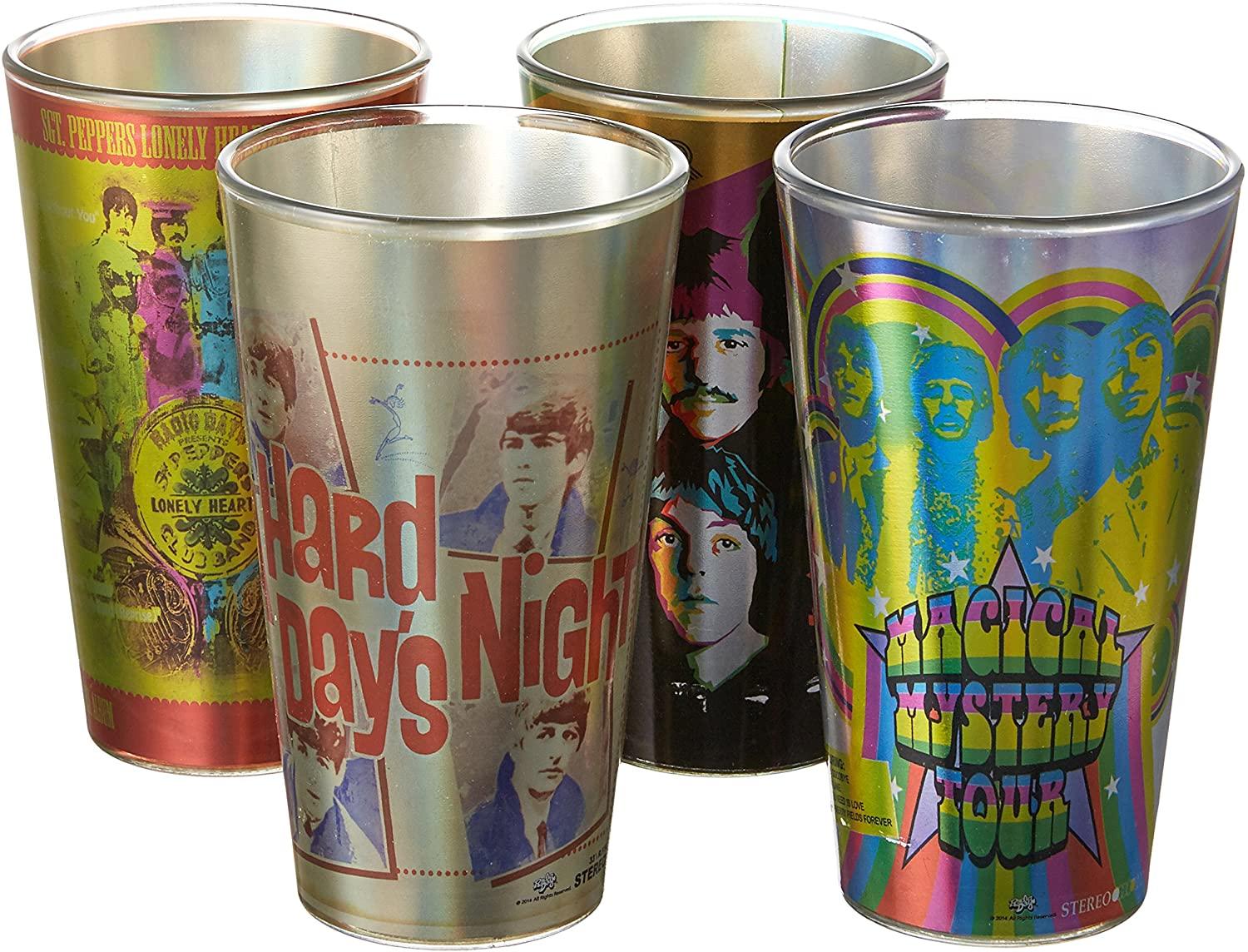 Radio Days Beatles Cd Art 4-Pack Pint Glass by Just Funky
