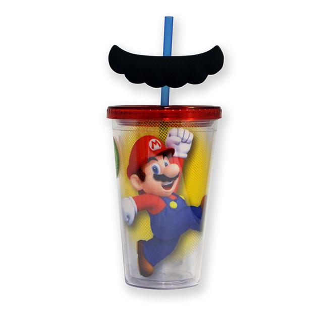 Super Mario Molded Mustache Straw Carnival Cup