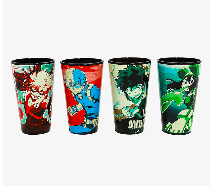 My Hero Academia Set of 4 Glasses with Print Decal