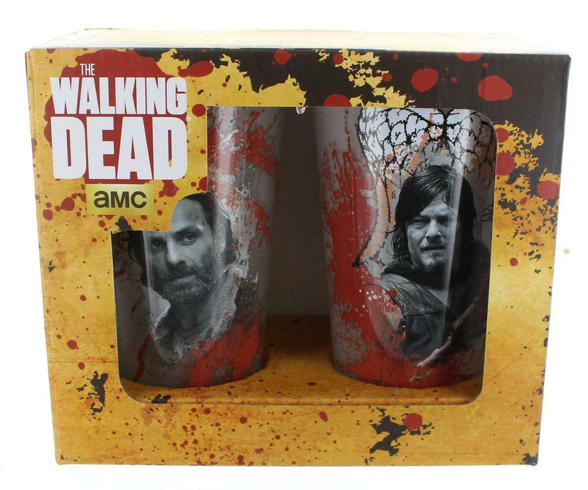 Walking Dead 2-Pk Rick/Daryl Bloody Pint Glass