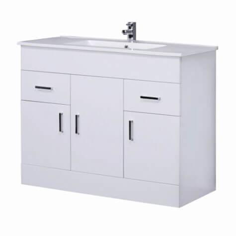 An image of Turin Bathroom Vanity Unit 1000 Mm High Gloss White With Basin Unit Minimalist