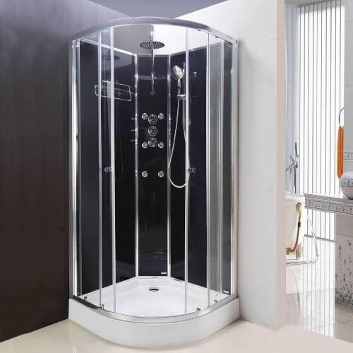 An image of Lisna Waters Olympia Black 800 X 800Mm Hydro Massage Shower Cabin Lw16