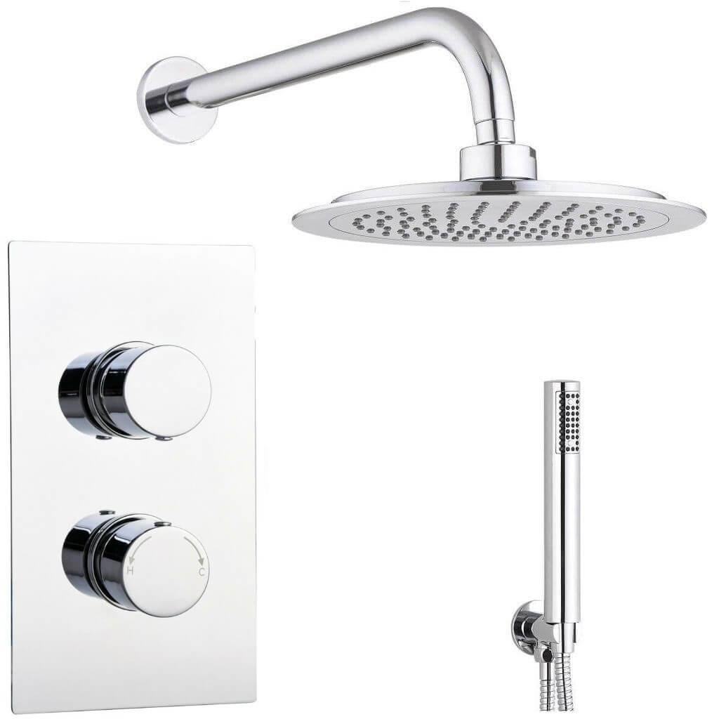 An image of Barcelona Round Twin With Diverter Tmv2 Concealed Thermostatic Shower Valve Show...