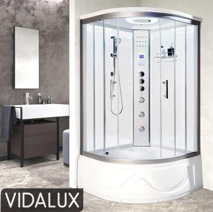 An image of Vidalux Miami Steam Shower 1050Mm X 1050Mm White Quadrant Cubicle