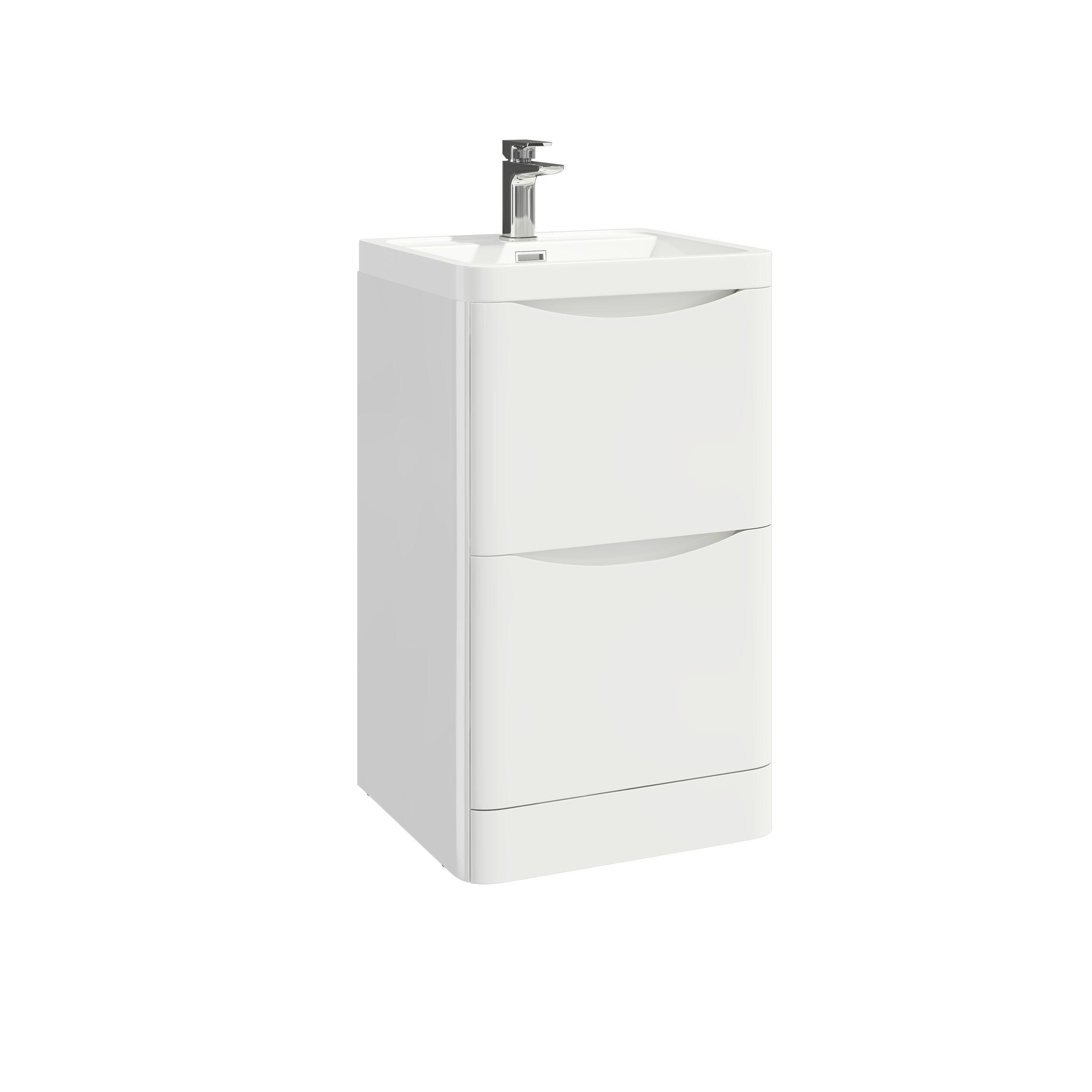 Casa Bano Contour 500 Floor Cabinet With Basin or Counter Top - High Gloss White