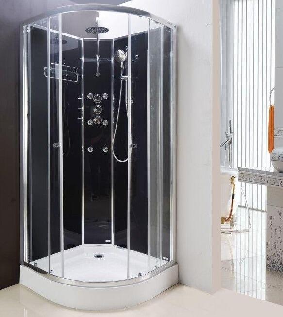 An image of Lisna Waters Olympia Black 1000Mm X 1000Mm Hydro Massage Shower Cabin Lw14-B