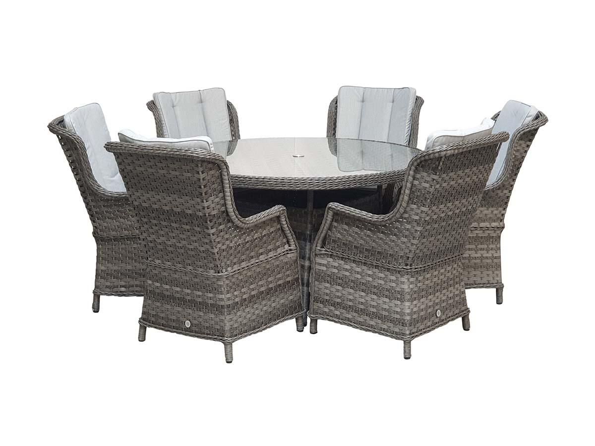 An image of Signature Weave Victoria 6 Seater Round Dining Set Garden Furniture