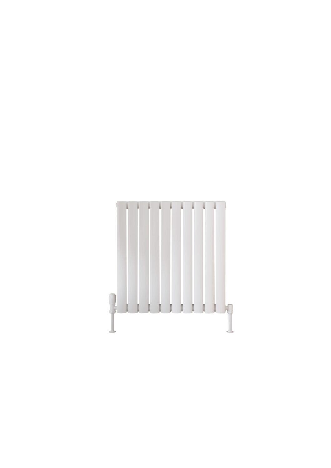Scudo Apex white designer radiator, single panel, 600mm x 590mm steel construction