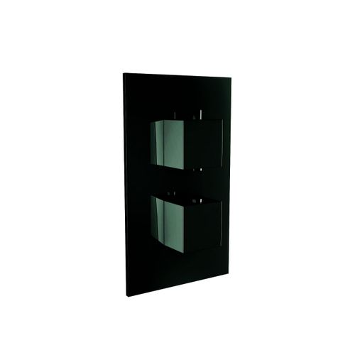 Scudo Mono square handled dual concealed thermostatic shower valve in black brass and steel