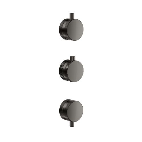Scudo Core concealed knurled shower handle 3 pack in Gunmetal Stainless Steel