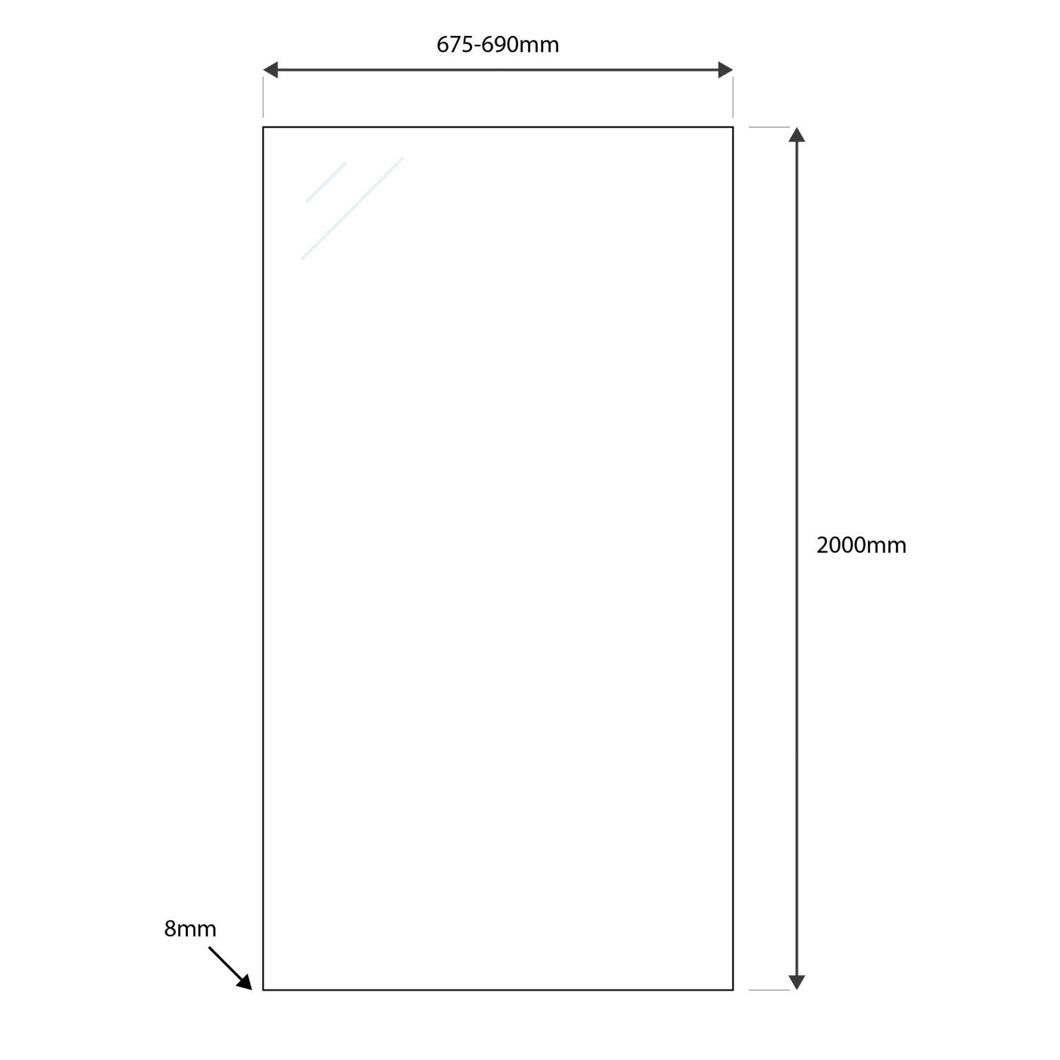 Scudo Momentum 8mm clear glass shower side panel, 700mm x 2000mm