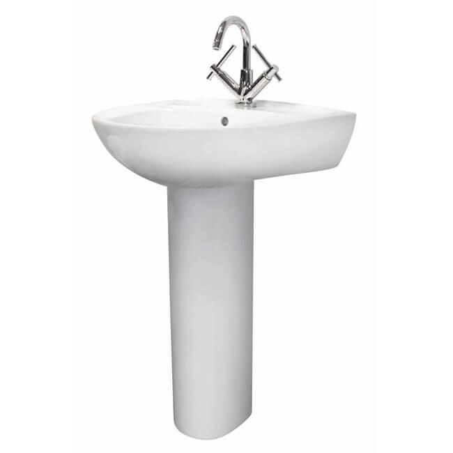 An image of Nuie Melbourne 1 Tap Hole Basin And Pedestal 900 X 550 X 475Mm