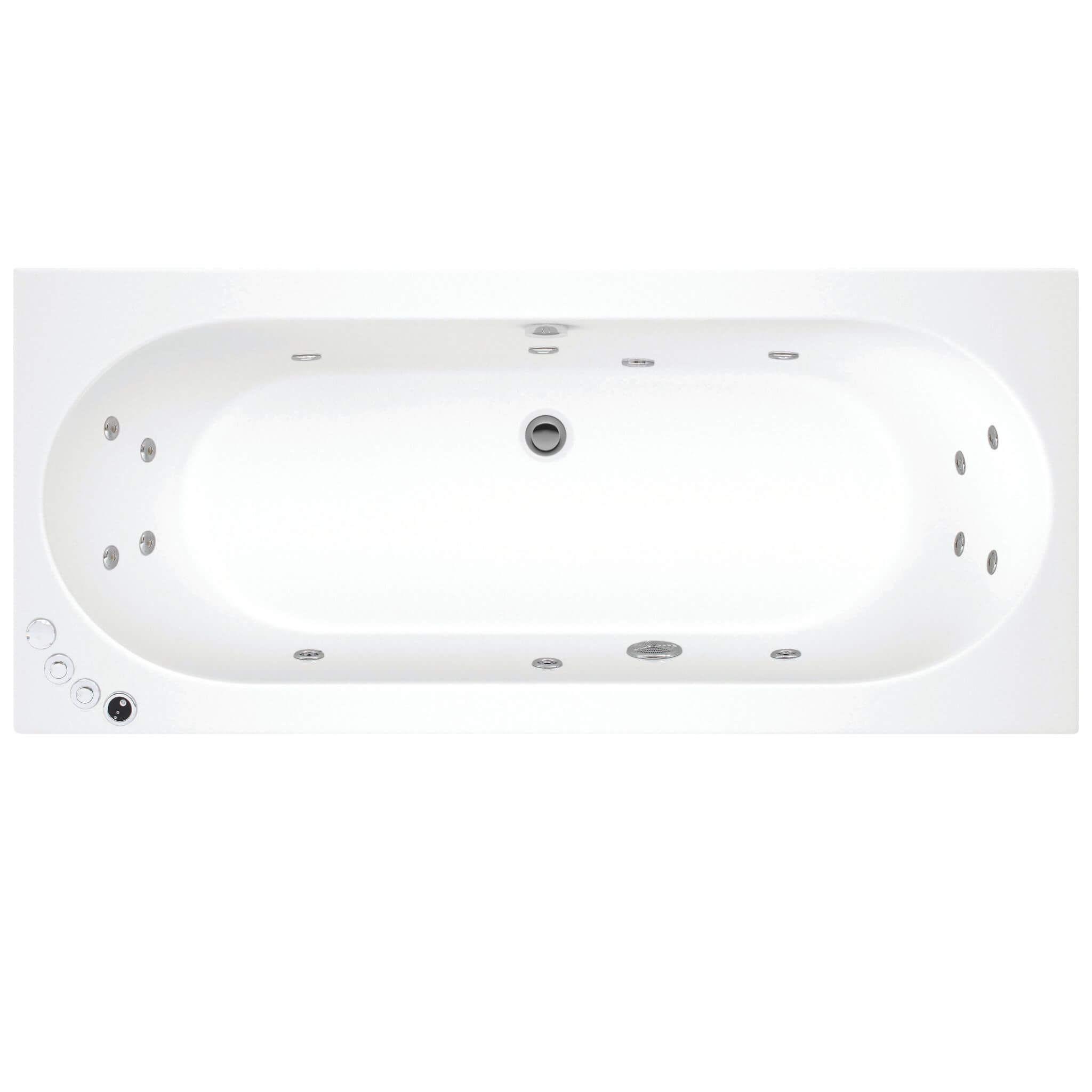 An image of Lisna Waters Maple 1700Mm X 750Mm Double Ended Whirlpool Bath & Air Spa Bath 14 ...
