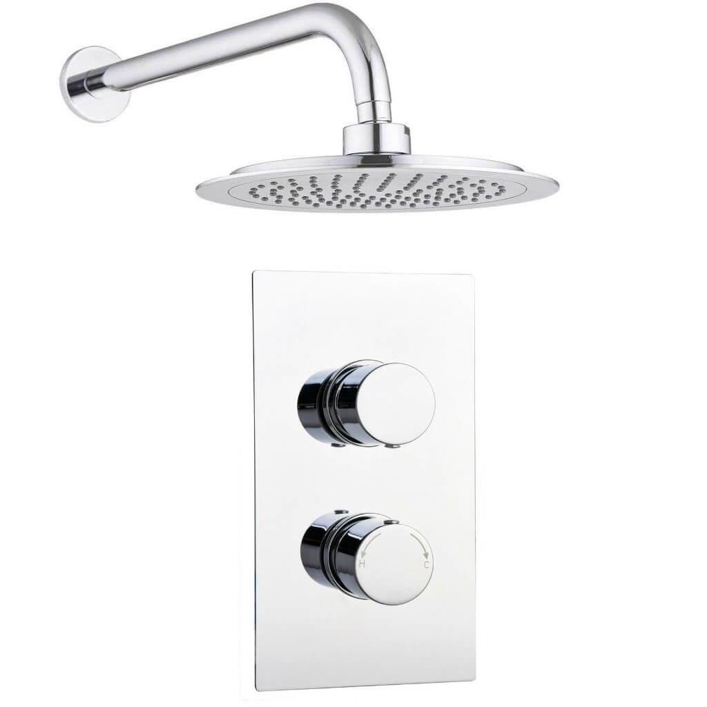 An image of Barcelona Modern Round Twin Concealed Thermostatic Shower Mixer Valve And Shower...
