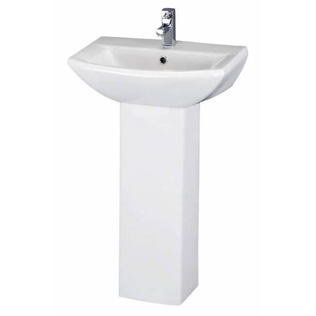 An image of Nuie Asselby 1 Tap Hole Cloakroom Basin And Pedestal 830 X 600 X 430Mm