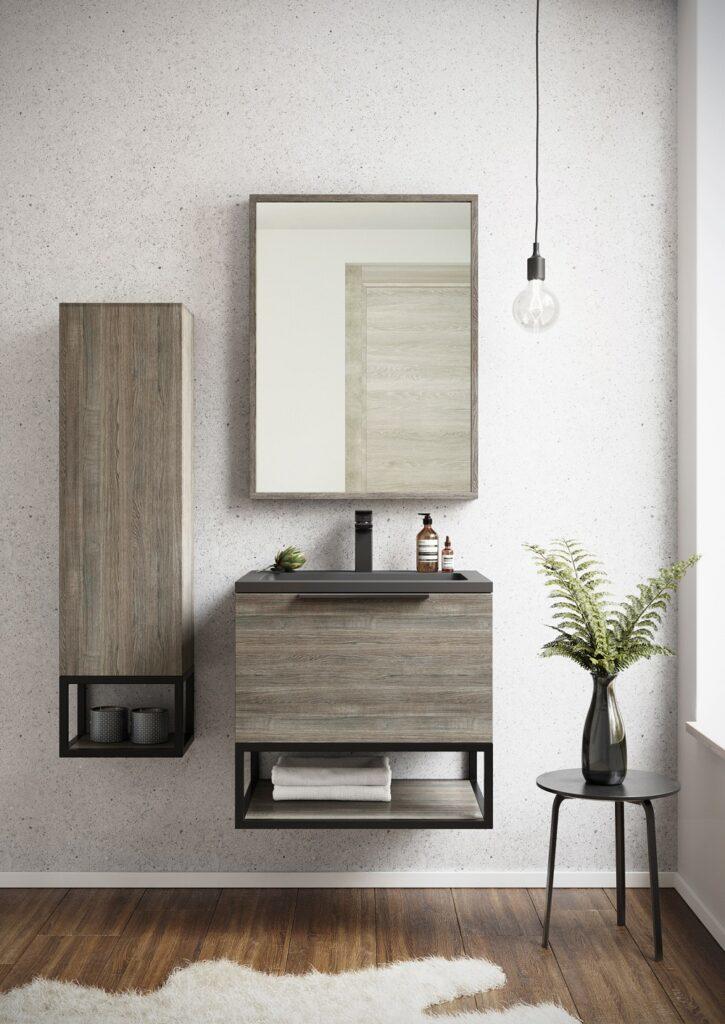 An image of Casa Bano Ambience 600Mm Led Vanity Unit & Basin Cabinet - Grey Oak