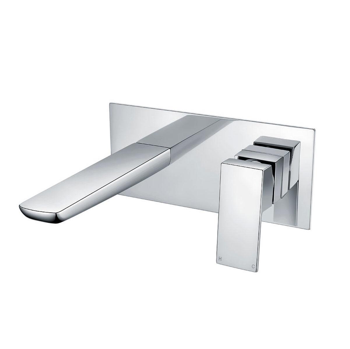 An image of 2-Hole Wall Mounted Basin Mixer Tap With Back Plate - Chrome