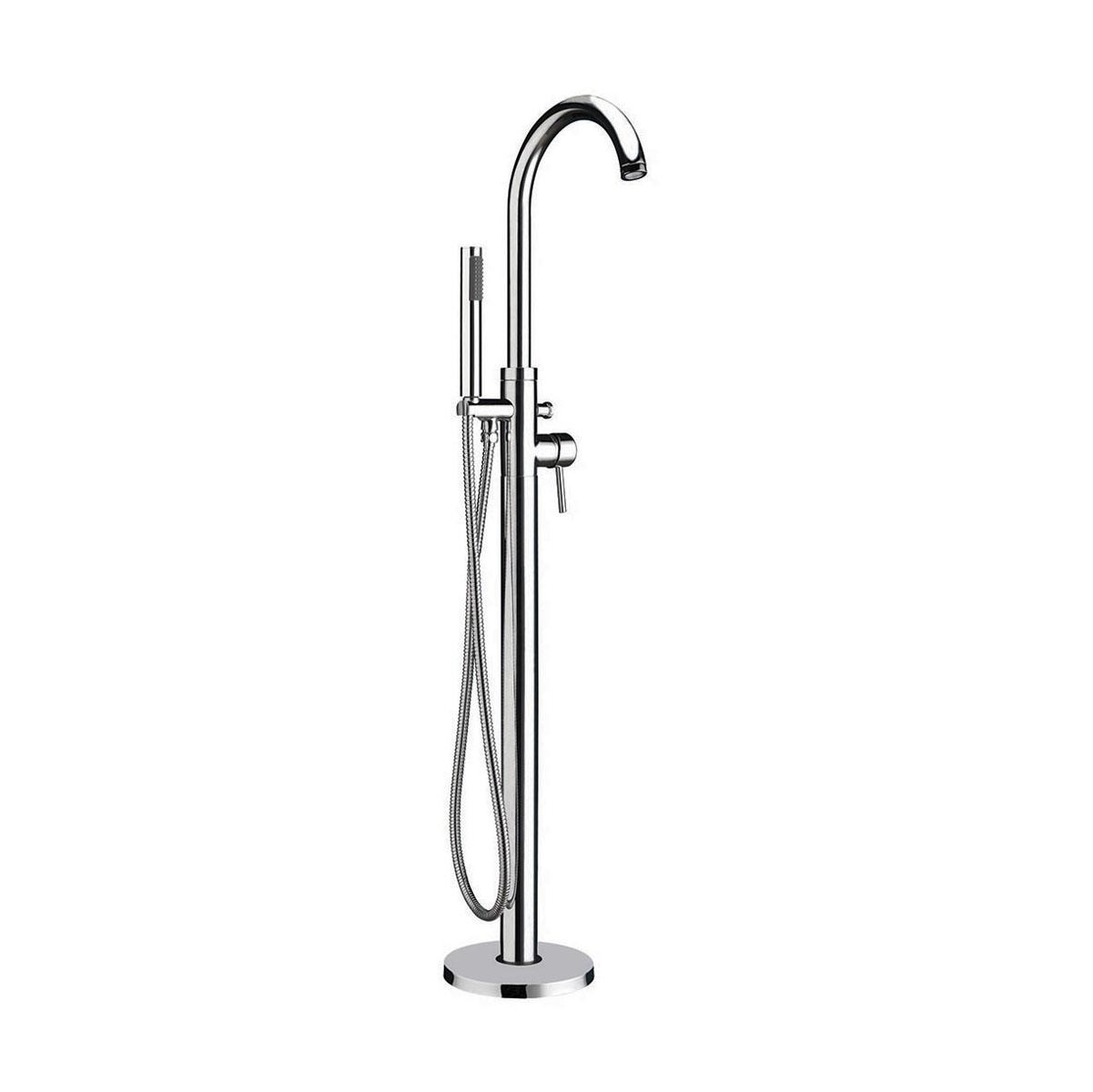An image of Zico Free Standing Bath Tub Filler Faucets With Hand Shower - Chrome
