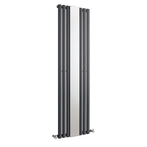 main image of Lisna Waters Faro Mirror Anthracite 1800mm x 499mm Straight Ladder Towel Rail Radiator