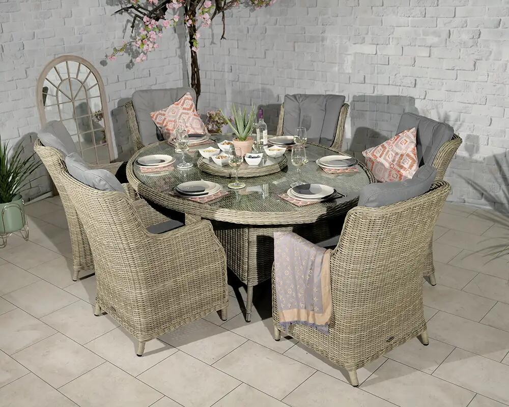 An image of Royal Craft Wentworth Ellipse Comfort Dining Set Garden Furniture