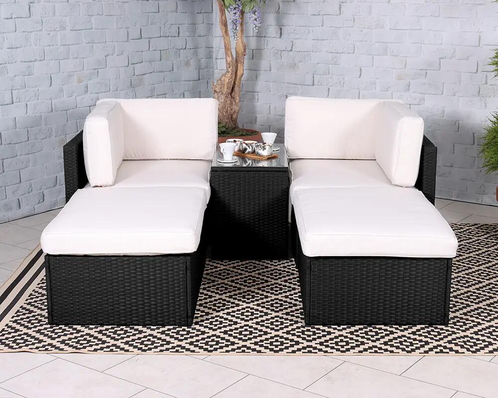 An image of Royal Craft Berlin Multi Setting Relaxer Set Garden Furniture - Black