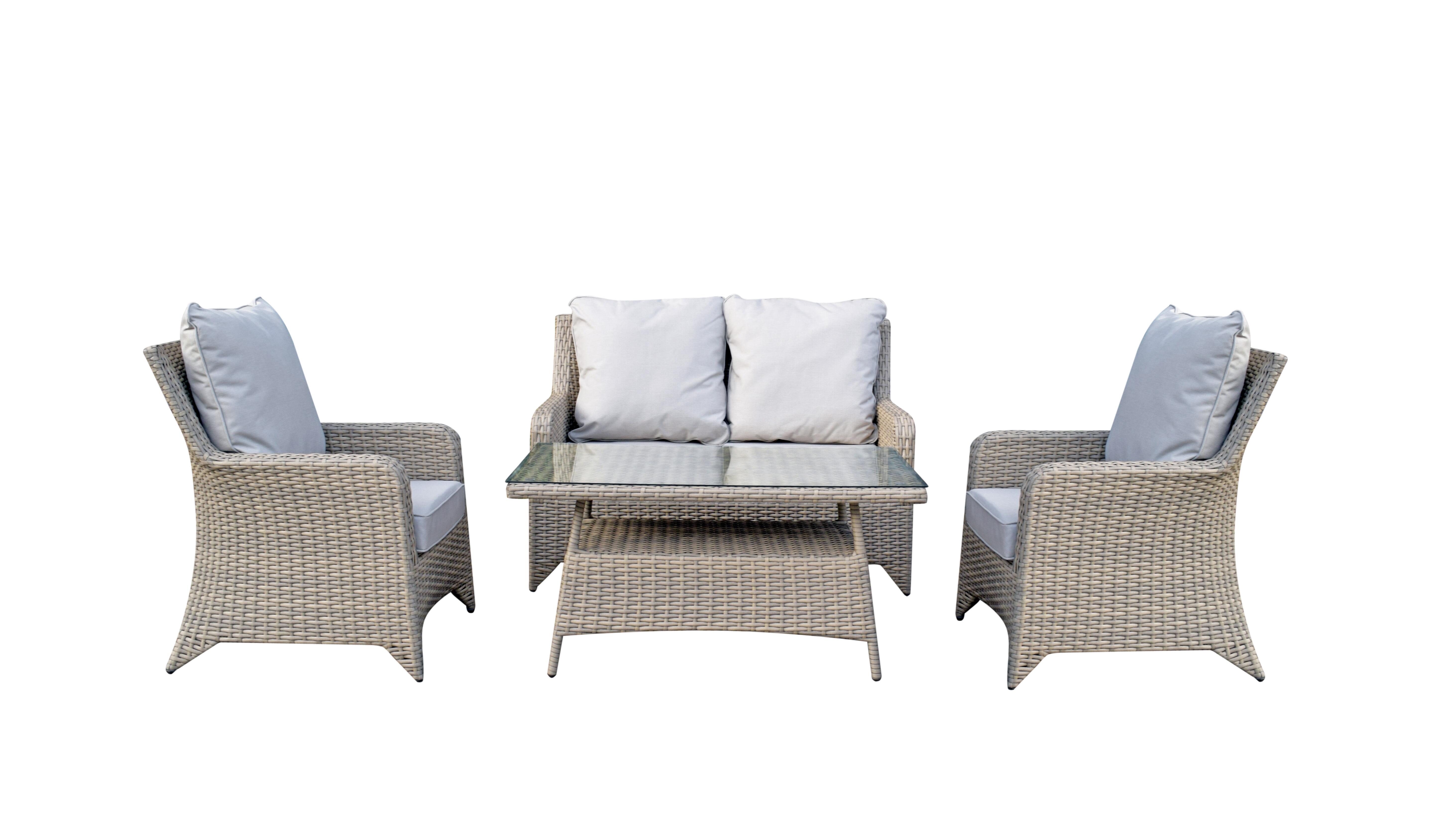 An image of Signature Weave Sarah Nature 4 Seat Sofa Set With New Coffee Table Design Garden...