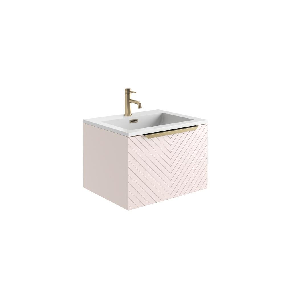 Scudo Chevron pink painted MDF wall hung vanity unit, 590mm wide, contemporary style