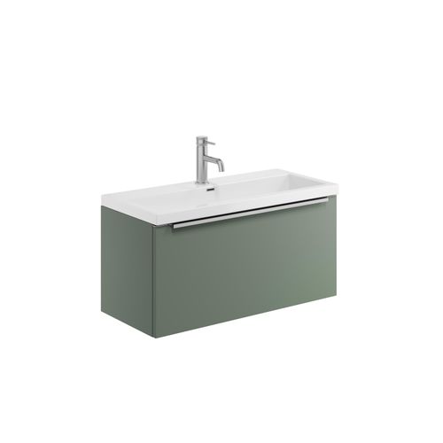 Scudo Muro PLUS wall hung vanity unit in Reed Green finish, contemporary style, 455mm width
