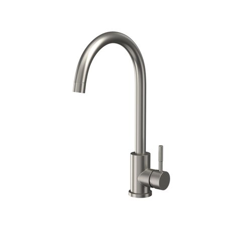 Scudo Manhattan 1 tap hole kitchen mixer tap in brushed stainless steel with single lever handle