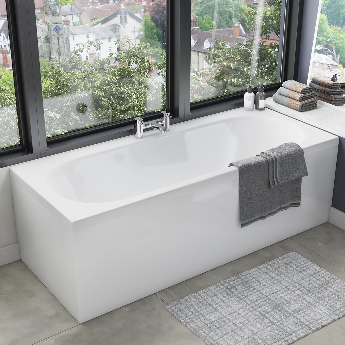 Scudo 1800mm white PVC water proof front bath panel with adjustable height