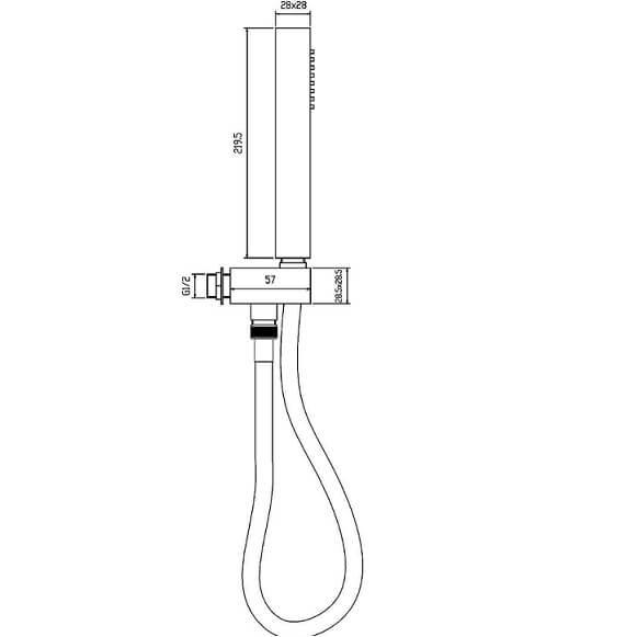 Hudson Reed Square Outlet Elbow With Parking Bracket Hose & Handset 2195mm