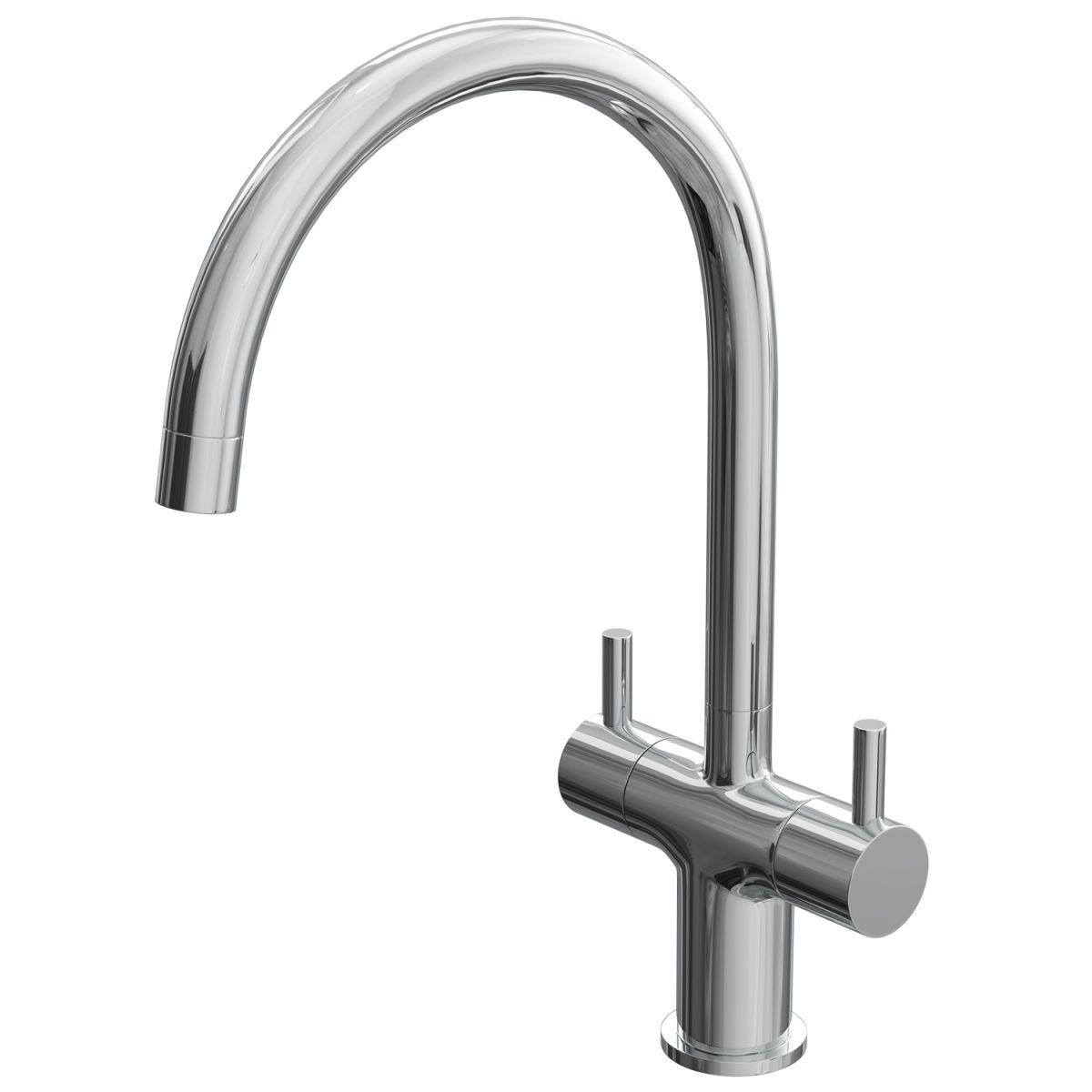 Jupiter Deck Mounted Round Dual Lever Mono Kitchen Sink Mixer Tap KTA017