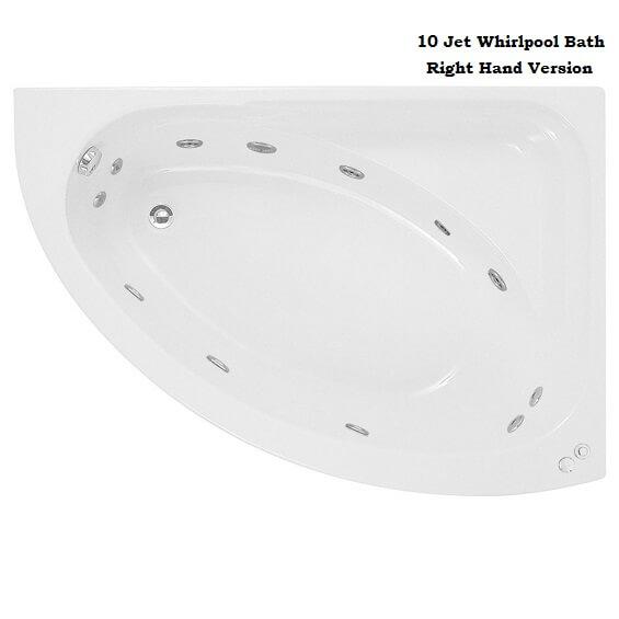 An image of Orlando Corner Whirlpool Bath 1500Mm X 1020Mm With 10 Jets