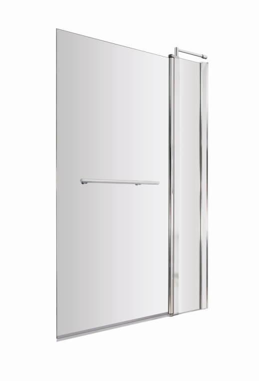 An image of Nuie Chrome Square Bath Screen Fixed Panel & Rail 1400 X 985Mm