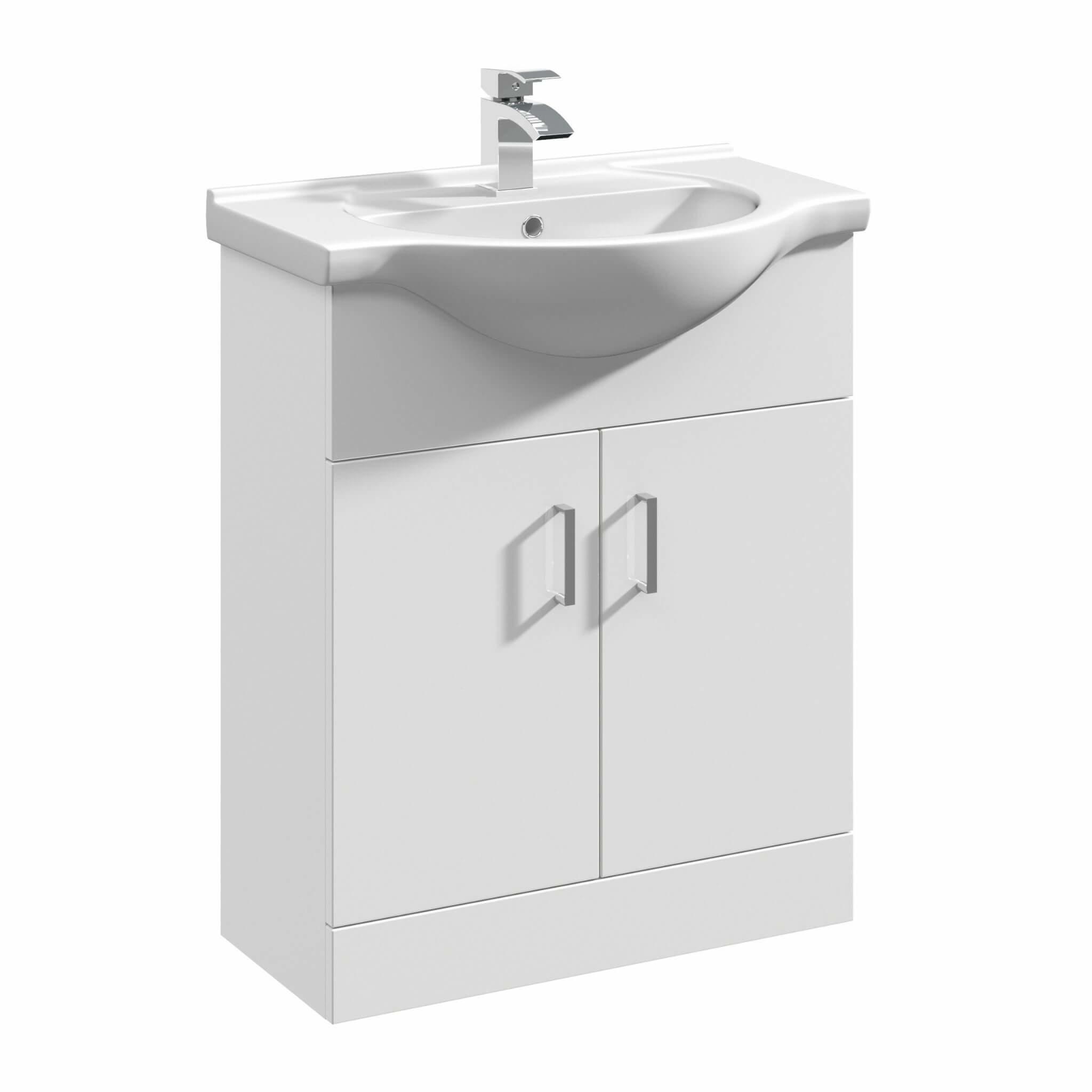 An image of Nuie Mayford White Vanity Unit With Basin W650 X D300Mm - Prc103_Nbc003